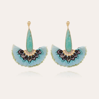 Serti Paon earrings gold - Amazonite
