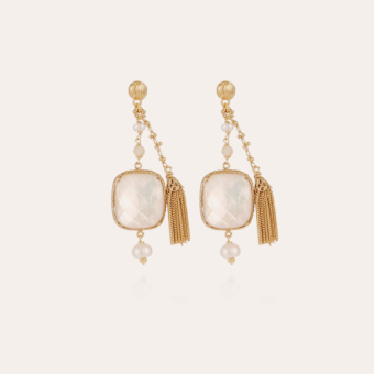 Serti Pondichérie earrings small size gold - White Mother-of-pearl