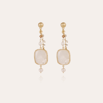 Serti Pondicherie earrings small size gold - White mother-of-pearl
