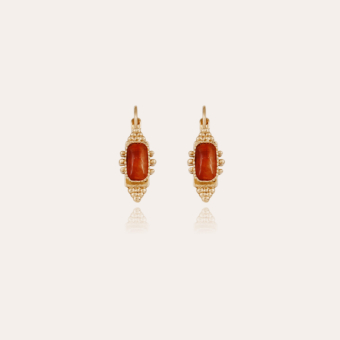 Serti Talisman earrings small size gold - Carnelian