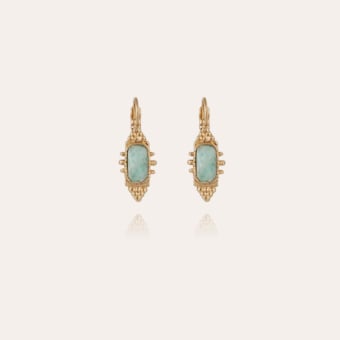 Serti Talisman earrings small size gold - Amazonite