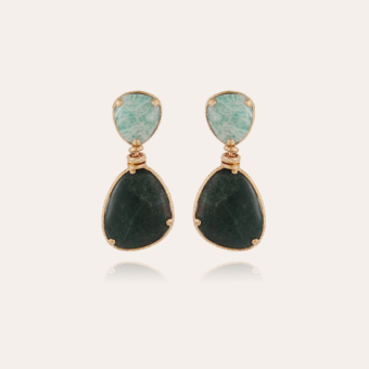 Silia earrings gold - Amazonite & Green Jasper