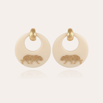 Tiger earrings acetate gold - Ivory