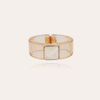 Arty Bis bracelet acetate gold - Golden beige - White Mother-of-pearl