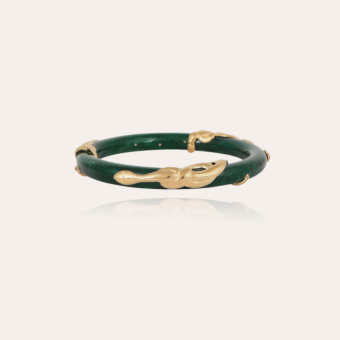 Cobra jonc bracelet acetate gold - Emerald