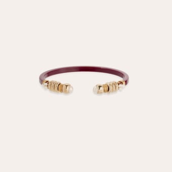Sari bracelet acetate - Red - Cultured pearl
