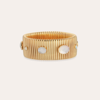 Strada bracelet large size - White Mother-of-pearl & strass