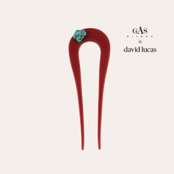 Caliste Turquoise David Lucas hair jewelry small size acetate gold - Red