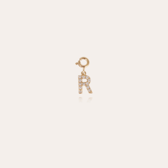 Lettre R charms strass gold