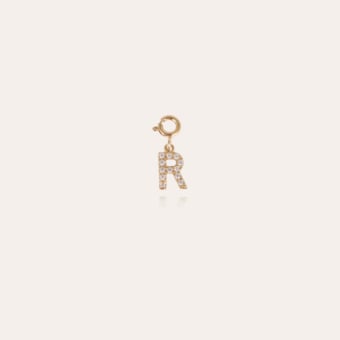 Charms lettre R strass doré