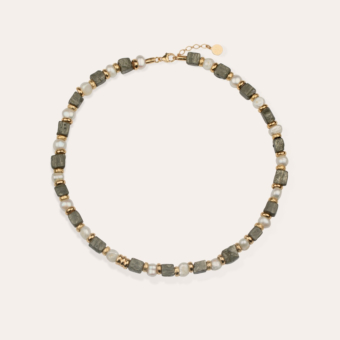 Jamie necklace - White Mother-of-pearl & Pyrite