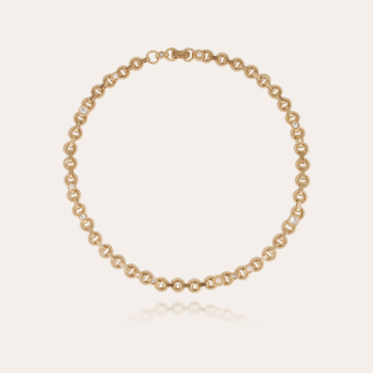 Mistral necklace gold - White Mother-of-pearl & strass