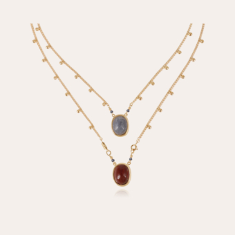 Ovo Scapulaire necklace gold - Red Jasper