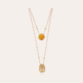 Scapulaire Serti Scaramouche enamel necklace gold - Citrine - Exclusive piece (4 pieces)