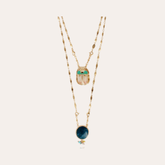 Scapulaire Serti Scaramouche enamel necklace - Blue Apatite