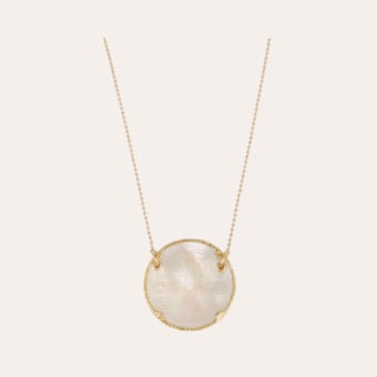 Sun Diva necklace large size gold - White Mother-of-pearl