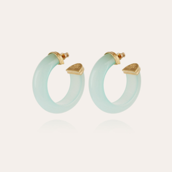 Abalone hoop earrings acetate gold - Sea green