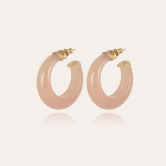 Abalone hoop earrings acetate gold - Peach