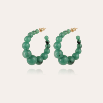 Andy hoop earrings small size acetate gold - Green