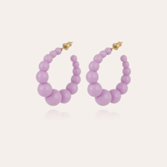 Andy hoop earrings small size acetate gold - Purple
