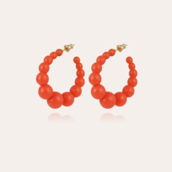 Andy hoop earrings small size acetate gold - Orange