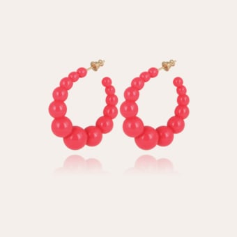Andy hoop earrings small size acetate gold - Fuchsia