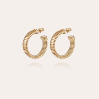 Antigone cabochons hoop earrings small size - White Mother-of-pearl