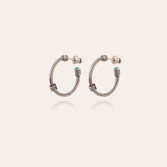 Ariane cabochons hoop earrings mini silver