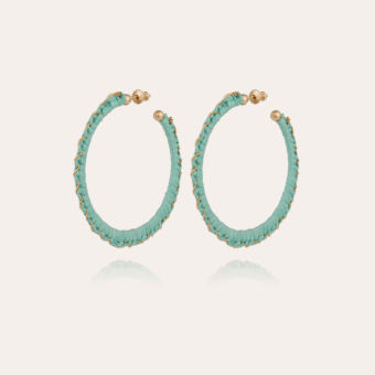 Bako hoop earrings small size raffia gold 