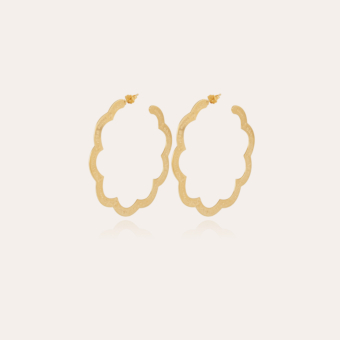 Boucles d'oreilles créoles Bolduc Flore gravées petit modèle dorées