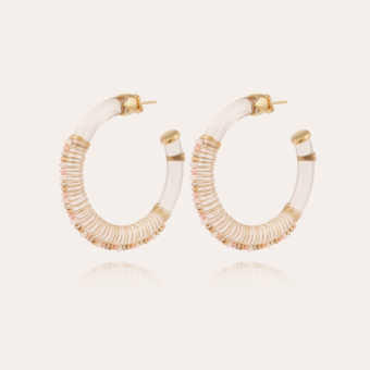 Caliste hoop earrings medium size acetate gold - Clear
