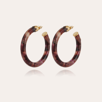 Caftan hoop earrings acetate gold - Purple