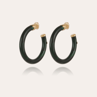 Caftan hoop earrings acetate gold - Emerald