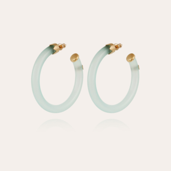 Caftan hoop earrings acetate gold - Sea green