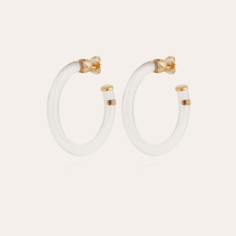 Caftan hoop earrings acetate gold - Clear