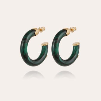 Caftan earrings mini acetate gold - Emerald