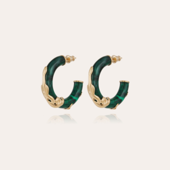 Cobra hoop earrings mini acetate gold - Emerald