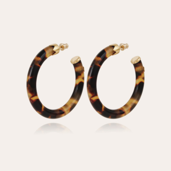 Caftan hoop earrings acetate gold - Tortoise