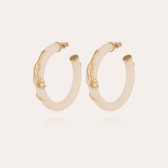 Cobra hoop earrings acetate gold - Ivory