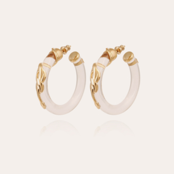 Cobra hoop earrings small size acetate gold - Clear