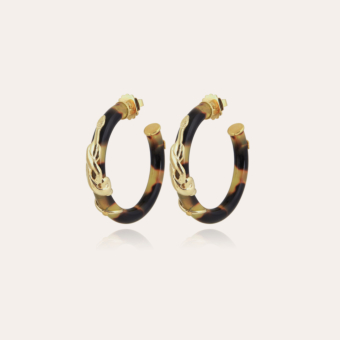 Cobra earrings small size acetate gold - Tortoise