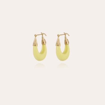 Ecume earrings small size acetate gold - Neon yellow