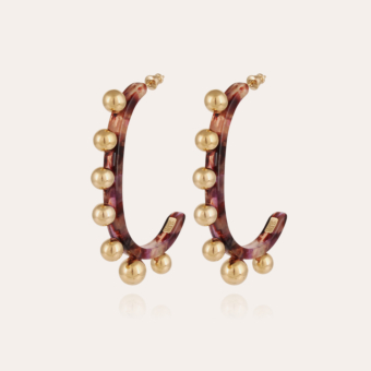 Jupiter earrings small size acetate gold - Purple