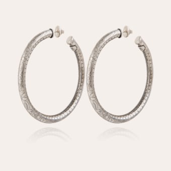 Maoro hoop earrings large size silver
