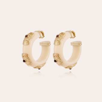 Meknes hoop earrings acetate gold - Ivory
