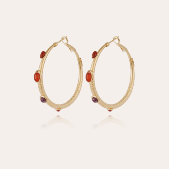 Miza cabochons hoop earrings small size gold