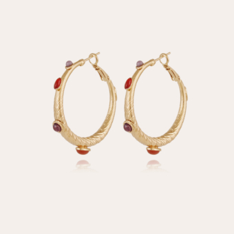 Miza cabochons hoop earrings small size gold