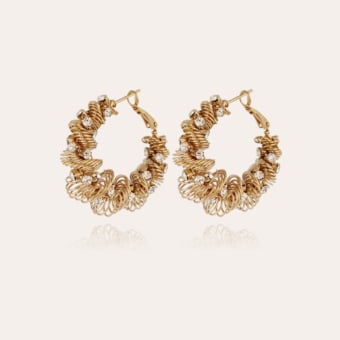 Tourbillon strass hoop earrings large size gold 