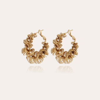 Tourbillon strass hoop earrings small size gold