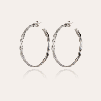 Tresse hoop earrings medium size silver